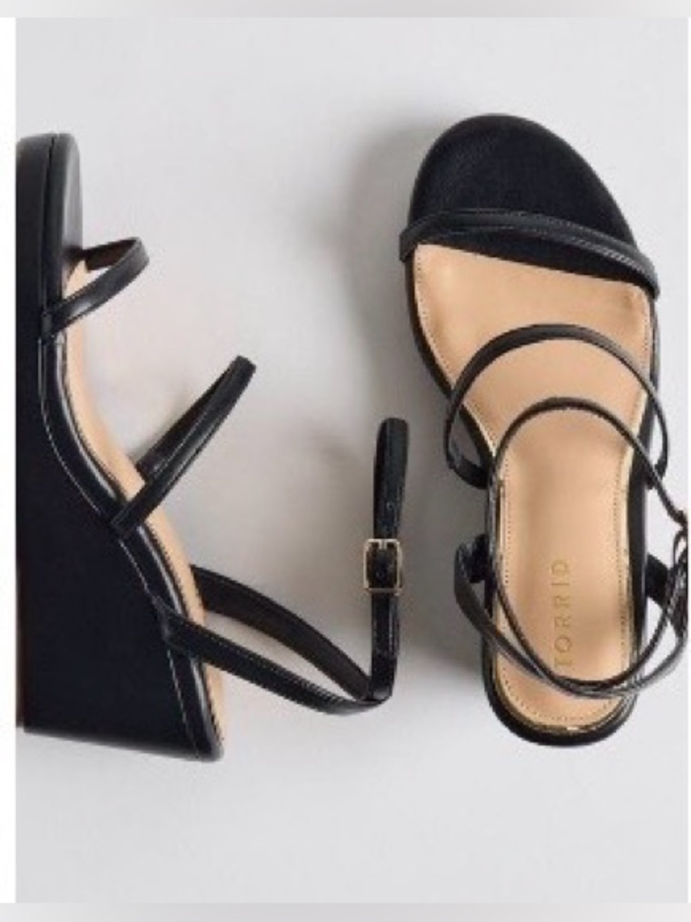 torrid Black Triple-Strap Wedge Sandal